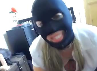 Masked Slut With Ass Plug Sucking And Gets Cum Load On Her Ass.